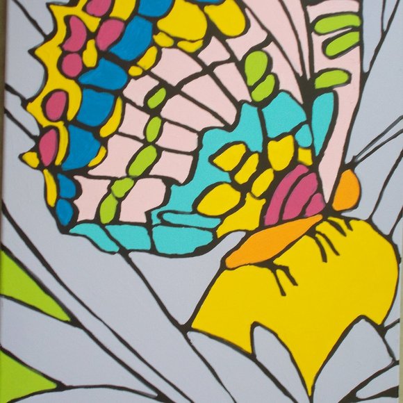 Butterfly Fun acrylic painting, 18"x24" - Picture 2 of 5